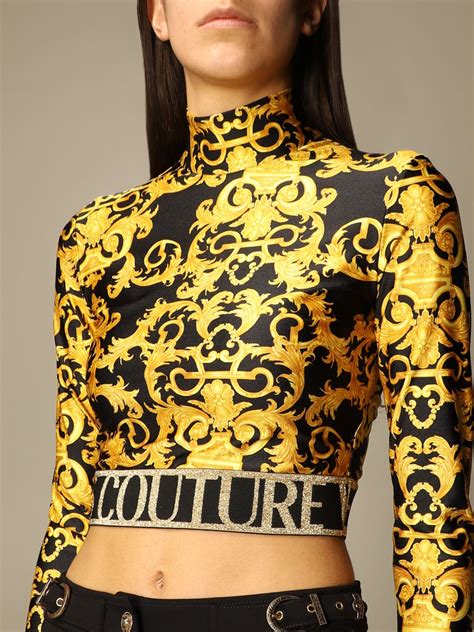 versace cropped t-shirt|Versace top price.